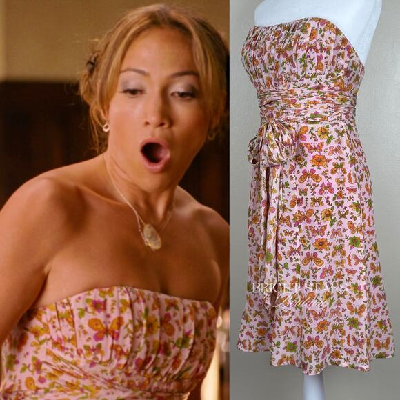 Extremely Rare Vintage Butterfly Dress ASO Charlie Monster In Law Strapless JLO - Picture 3 of 14